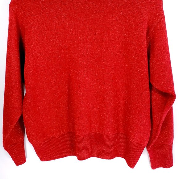Vtg Milano Design Group Sweater Women's Large Red Sparkle Pullover Holiday Vibe - Picture 2 of 6
